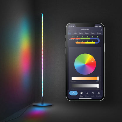 42 in. RGB Smart Wi-Fi LED Floor Lamp with Music Sync Alexa Google